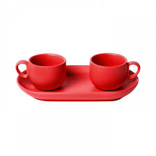 Bitossi Ceramiche Bis Breakfast Cup and Tray Set