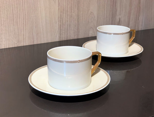 Armani Casa Durer Golden Striped Pattern Tea Cup with Saucer