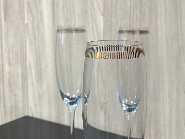 Armani Casa Dvorak Champagne Stem glass with Golden GA Logo