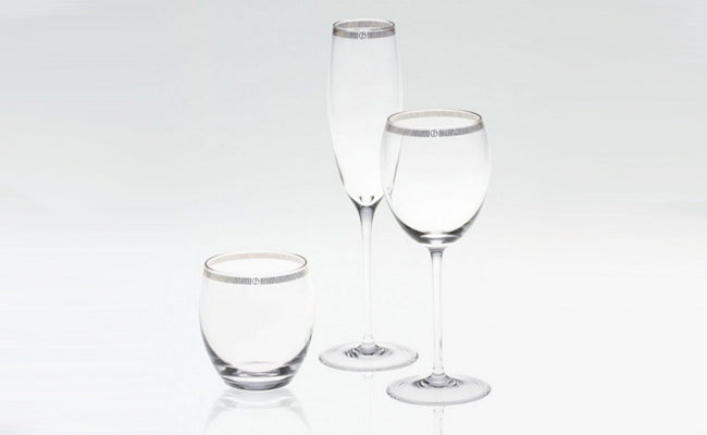 Armani Casa Dvorak Champagne Stem glass with Golden GA Logo